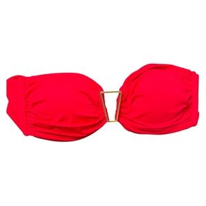 NWT Melissa Odabash Red Bandeau Bikini Top W/removable straps Size 10